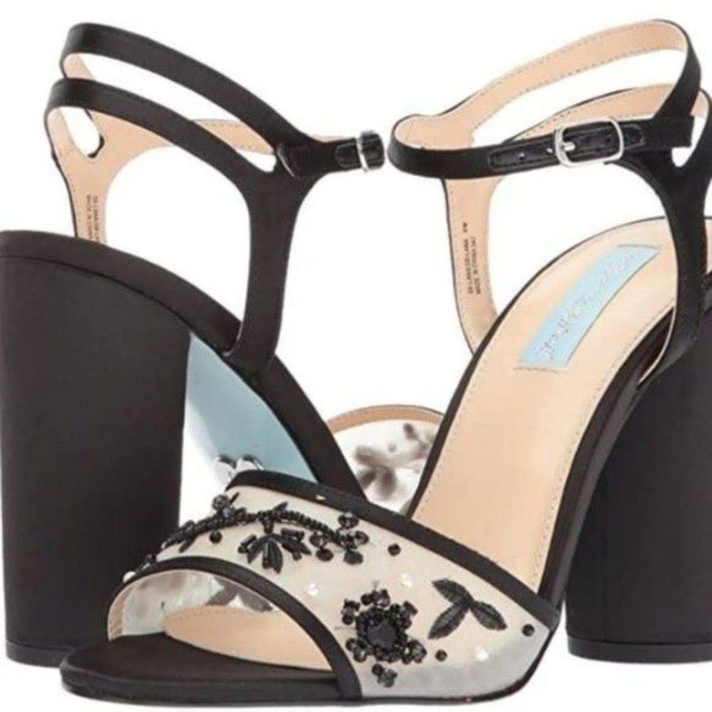 Blue By Betsey Johnson Satin Block Wedding Heels